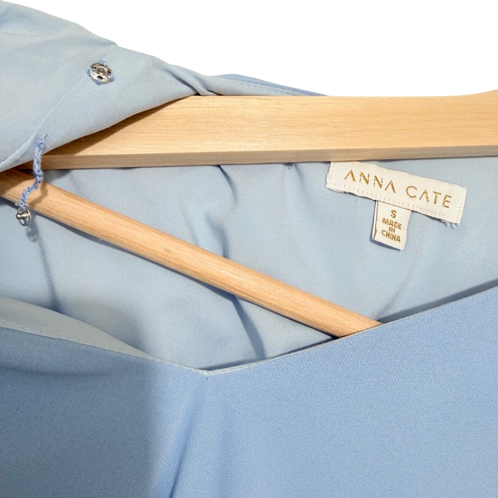 Anna Cate‎ Eva Light Blue V-Neck Caftan Shift Dress Small Coastal Easter Spring - Picture 5 of 8